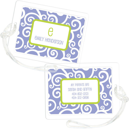 Periwinkle Joyful Swirls Luggage Tags